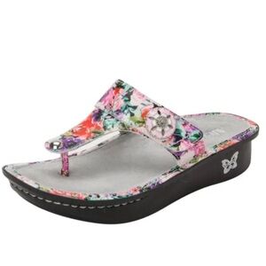 Alegria Carina Lighten Up Pink Floral Leather Sandals Shoes Size 38 US 8 8.5
